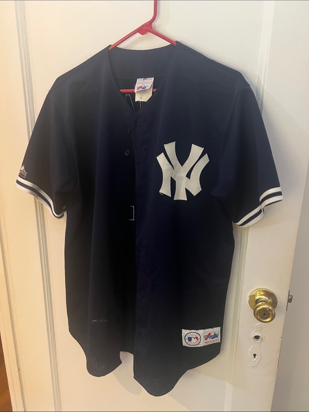 Majestic Navy and White Short Sleeve Baseball Jersey
